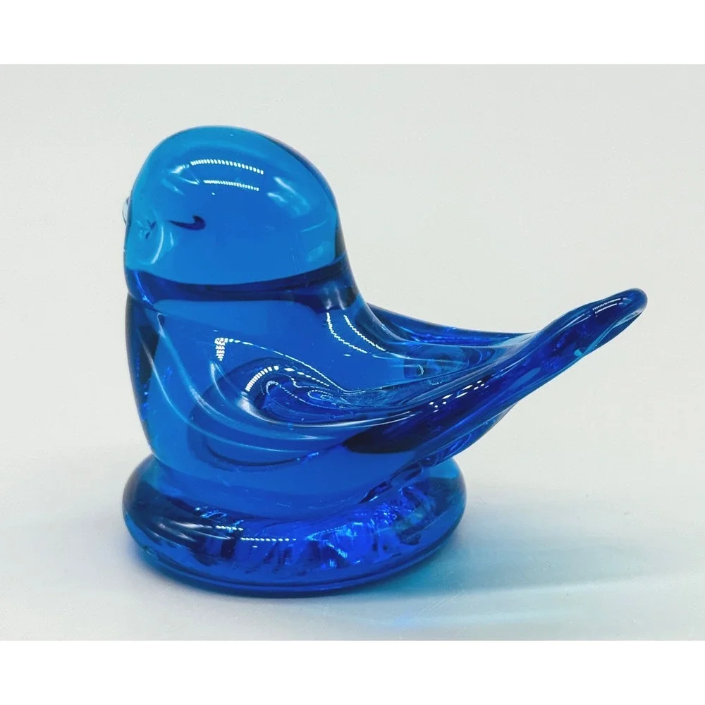 Terra Studios Bluebird of Happiness Figurine Art Glass Signed 2006 3‎ inch